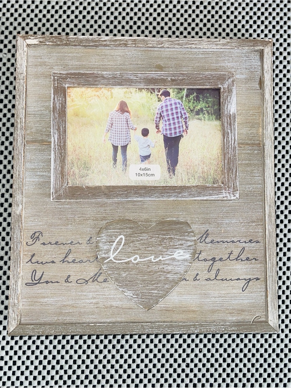 Rustic Wood 'Love' Photo Frame - Neutral Taupe Boho Barn Farmhouse
